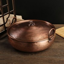 구리냄비 황동 전골 냄비 고급 국물 요리 인덕션, 34CM 냄비