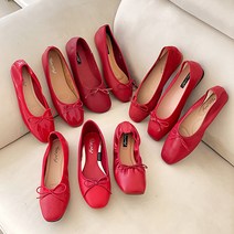MS어패럴 여성용 말랑 10가지 레드 플랫슈즈