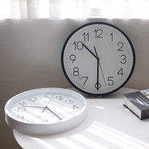 블랙앤화이트 35cm 저소음 원형벽시계 거실 어린이집 치과 세련 주방 가성비 실습실 병원, 화이트