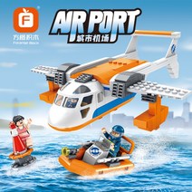 레고시티 비행기 캠핑 크레인 트랙 로켓 소방대 여객열차 호환블록, 네모 오렌지 FC3906 수상 구조 비행기 블록