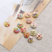 짱패브릭 15mm플라워전사나무단추, 10개