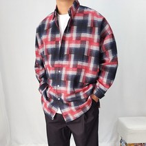 오버핏 박스 그라데이션 체크 남방 셔츠 2컬러