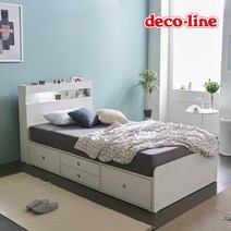 데코라인 코넬 피카 LED 수납 침대 SS+양면매트 DKN074C, 화이트