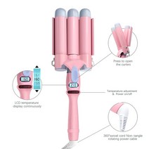 봉고데기 자동 헤어 컬링 매직기 Ihongsen LCD 컬링 아이언 세라믹 모델링 도구 아이론 전기 헤어 컬러 롤, 04 Pink32mm_01 미국
