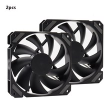 Wovibo 120mm 팬 블랙 PWM 4PIN 12V DC 케이스 CPU 쿨러 워터 냉각 컴퓨터 섀시 조용한 높은 공기 볼륨 Ven, 02 2 Fans