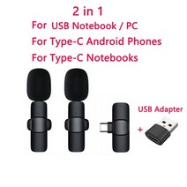 강의용무선마이크 무선기가폰 강의용마이크 무선 lavalier 마이크 노이즈 감소 녹음, 2in1typec-usb 어댑터