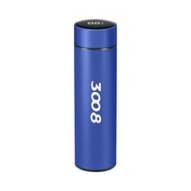 500ml 스마트 보온병 병 푸조 3008 자동차 온도 컵 로고 표시 휴대용 스테인레스 스틸 낯 짝, 03 Blue