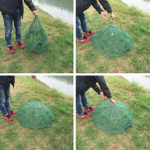 우산형투망 원터치 통발 물고기 그물망 통발잡이 낚시 장어 우럭 잡기 미꾸라지 통발낚시, 원터치4구통발
