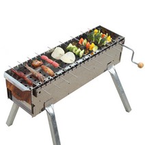 반자동 캠핑 화로 양꼬치 구이 기계 바베큐 그릴, 304스텐 꼬챙이 10