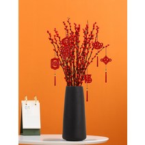 도자기화병 꽃 화병 빨간 은유진화 도자기 화병 연식수 재건화 인테리어 선지 신년 송년회 꽃꽂이, 04 昭夕꽃병 - 흑 + 30지은류