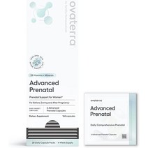Ovaterra의 Womens Advanced Prenatal - 콜린 1010 mcg 메틸폴레이트 킬레이트 철 비타민 A B6 B12 등이 함유된 여성용 산전 4주 공급캡슐 28