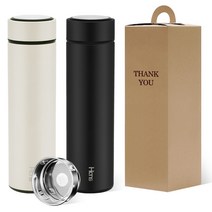[선물박스포함] 한스 데이지 차우리는 차망 이중진공 304 스텐 텀블러 450ml 밀폐 보온보냉텀블러 진공 차량용텀블러, 아이보리+선물박스 동봉