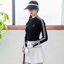 골프 의류 여성 니트 긴팔 스웨터 캐주얼 스포츠 유니폼 한국판 골프 의류녀, L, 블랙