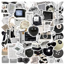 리무버블 스티커세트 캐리어 핸드폰 노트북 아이패드 폰꾸 다꾸 키치 조각 스티커, 모던블랙(61장)