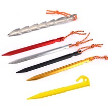 캠핑용품 텐트핀 모음 초보자용 고수용 고급 텐트 메탈 고정핀 V형 Y형 지주핀 쇠말뚝 폴대 수리 보수 텐트핀 1p, 블랙, 일반