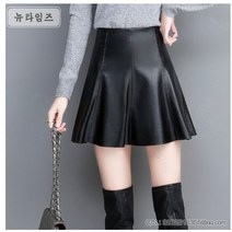 플레어 주름 레더 가죽 여성 골프웨어 스커트빅사이즈 치마바지 뉴타임즈 A11
