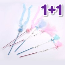 1+1 총6개 고양이 장난감 낚시대 카샤카샤 고양이용품, 핑크1세트(3개), 스카이블루1세트(3개)