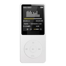 블루투스 호환 무손실 MP3 음악 플레이어 1.8 인치 미디어 비디오 FM 라디오 전자 책 포함 초박형 학생 레코더, WHITE