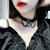 카밀라쇼룸 [당일발송][사은품증정] 하트 자물쇠 초커 블랙 가죽 레더 체인초커