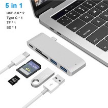 8 인 1 c형 허브-RJ45 기가비트 HDMI 어댑터 4K 썬더볼트 3 USB C 허브 (USB 3.1 포함) TF SD 리더 슬롯 PD 맥북 프로/에어 용, 03 5-in-1
