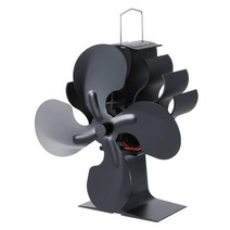 난로 팬 4 블레이드 가열 전원 블랙 친환경 조용한 코민 로그 나무 버너 홈 효율적 배급, 한개옵션0