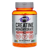 NOW Foods 스포츠 크레아틴 모노하이드레이트 750mg 식물성 캡슐 120정
