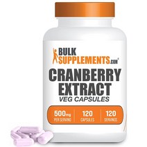 BULKSUPPLEMENTS.COM 크랜베리 추출물 캡슐 - 크랜베리 보충제 요로 건강 - 글루텐 프리 - 1회 제공량당 500mg - 120일 (4개월) 분량 (식물성 캡슐 1