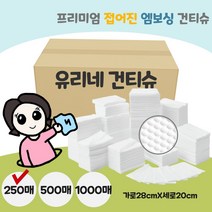 유리네 신생아 아기 건티슈, 엠보싱 250매 접지형