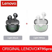 Lenovo-XT95 Pro 블루투스 이어폰 9D HIFI 사운드 스포츠 방수 TWS 무선 이어버드 마이크 포함 아이폰 샤오미 헤드폰, Light White1black1_