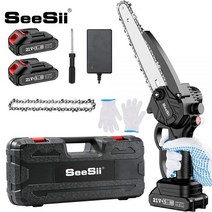컷쏘 충전컷소 전동공구 컷소기 SeeSii-8 인치 무선 전기톱 2x2.0 배터리 포함 휴대용 미니 핸드헬드 전정 톱 목재 절단 정원 벌목용, EU 배터리 2개 포함