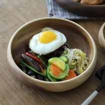 오반자이 아카시아 우드볼 20cm 나무접시 나무그릇 비빔그릇 빈티지식기 우드주방용품 홈카페