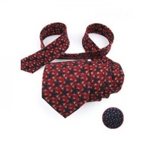 새싹모양 네이비 면혼방 혼주넥타이