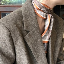 HOLYG 네모나 베이직 체크 플라워 가을 숏 스카프