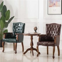 빈티지 의자 등받이 감성 식탁 클래식 카페 패브릭 원목 고급 복고풍 체어, 23 그레이 블랙 블랙 프레임 레더 아트