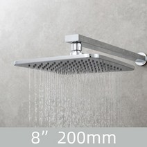 황동 8 ''10'' 레인 샤워 헤드 360 ° 회전 사각 고정 가압 블랙 크롬, 01 Chrome 8 Inch