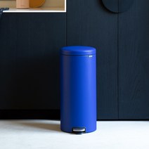 Brabantia Brabantia 발로 작동하는 쓰레기통 30L 스테인레스 스틸 가정용 주방 뚜껑이있는 대용량 쓰레기통, 페달 30L 미네랄 임페리얼 블루