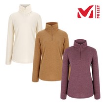 밀레 MILLET 3칼라 여성 여자 가을 코디하기 좋은 부드러운 니트 멜란지소재 집업 긴팔 티셔츠