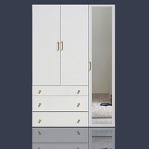 웰튼 이안1200하이그로시 장롱셋트 1200하이글로시옷장셋트, 화이트-3서랍장롱+거울이불장
