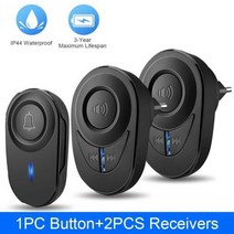 Elecpow-야외 방수 무선 도어벨 스마트 홈 초인종 노인 비상 전화 알림 LED 플래시 보안 경보, CHINA_Black Doorbell 3 | EU 플러, 11.F - EU 플러그