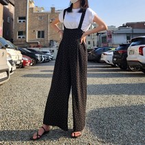 도트 롱 점프 슈트