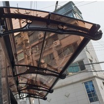 캐노픽스 800 X 2500 창문 차양막 펜스가림막 간이창고 테라스 휀스 썬룸시공 이동식집, 브라운 렉산 검정 브라켓 실버 바