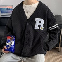 남자 오버핏 가디건 귀여운 패치 포인트 기본 디자인