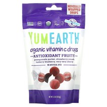 YumEarth 유기농 비타민 C 드롭스 안티-옥시푸르츠 3.3 온스 (93.5 g), 항산화제 포뮬라