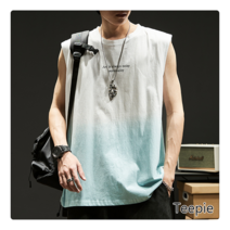 티피남자 여름 날염 그러데이션 민소매 티셔츠