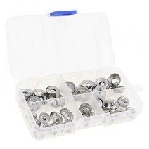 120Pcs 박스형 304 스테인레스 스틸 오목 볼록 피쉬 가스켓 탄성 중공 금속 보울 타입, 01 Grey