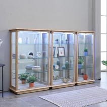 앤탑퍼니처 LED 조명 강화유리 장식장, 4단, 600, 네츄럴