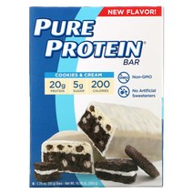 Pure Protein 프로틴바 쿠키 & 크림 바 6개 각 50g(1.76oz), 쿠키 & 크림 BAR 6개, 1PACK