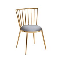 엘린까사 NEW 크라운 마카롱 벨벳체어 골드프레임 의자 4color, 실버그레이