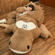 대형 안고자는 인형 악어 긴베개 모찌 찹쌀떡 쿠션 쫀득 바디필로우 애착템 여친 특별한 선물, 밤색