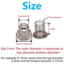 압축스프링 스테인레스 스틸 호른 유형 버튼 키 Ecentric 접촉 터치 압축 스프링 WD 03mm PCB 스위치 50Pcs, 10 25mm_02 0.4mm_04 6.5-8.5mm